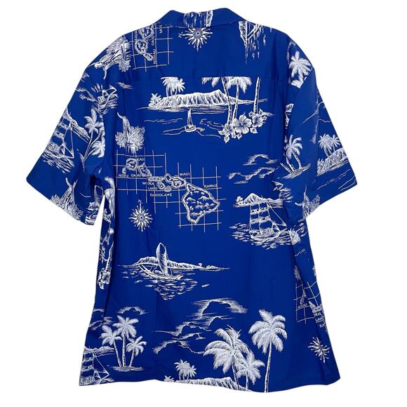 Vintage Royal Creations Blue Hawaiian Shirt Mens Size XL Bottom Up Short Sleeve - Picture 2 of 7